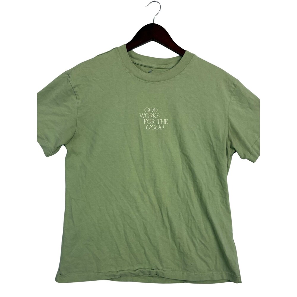 God Works for the Good Sage Green Christian Graphic T Shirt Size Small - Picture 1 of 7
